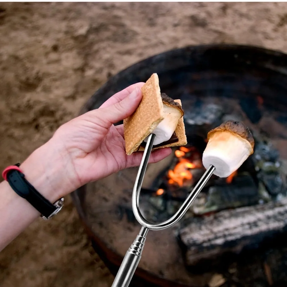 NWT (5) Extendable Marshmallow Roasting Sticks Extra Long 45'' Stainless Steel - Picture 2 of 7